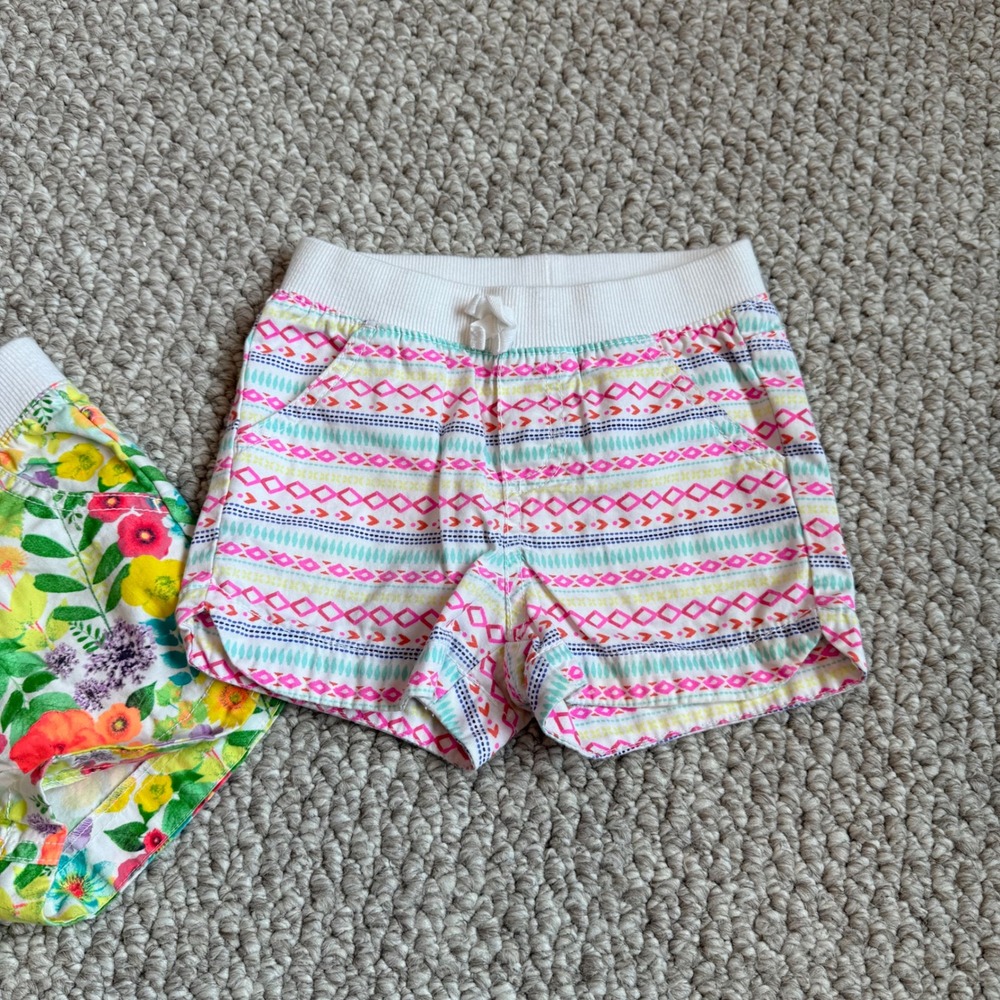Cherokee Girls Size 2T Floral Stripes Shorts Set Play Summer - Picture 3 of 7